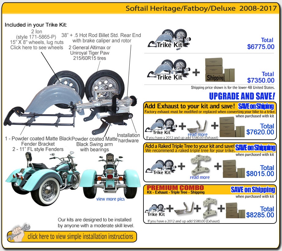 trike kit for softail heritage frankenstein trikes trike kit pricing and contents harley davidson trike kit